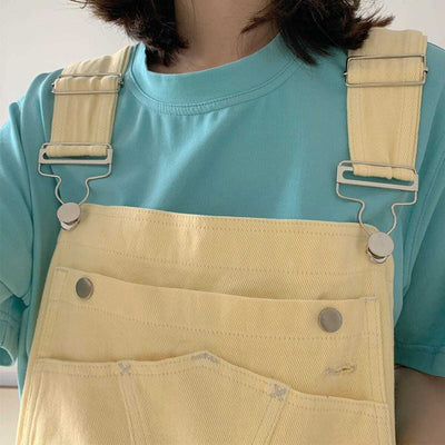 Jeans-Latzhose Pastellgelb