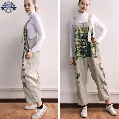 Salopette à Fleur en Jean