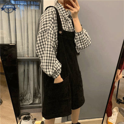 Salopette en Velours pour Femme Noire