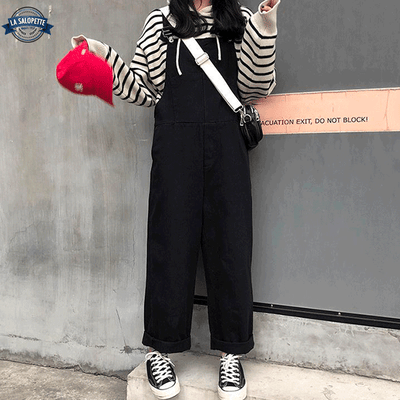 Salopette Vintage Coton Noir