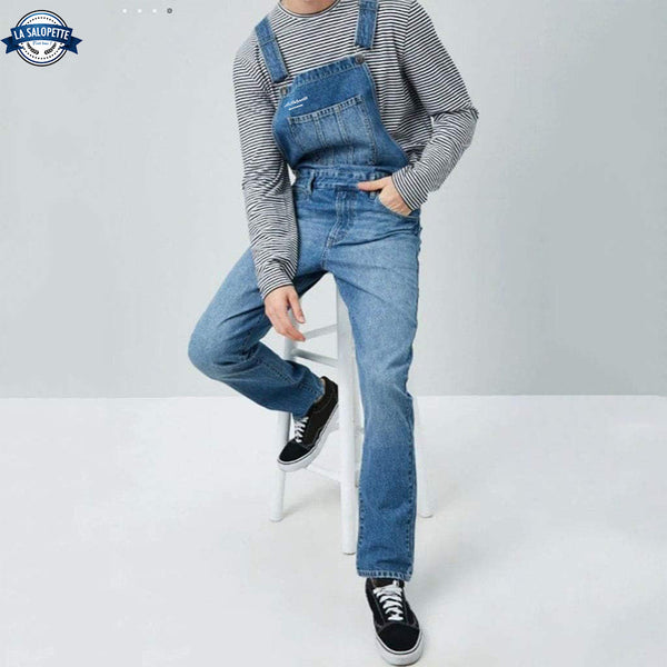 Latzhose Jeans Blau Mann Denim