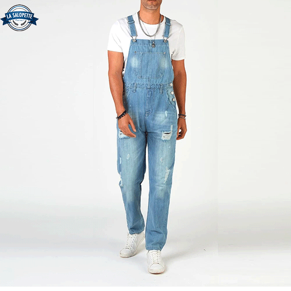 Jeans-Latzhose, verwaschene Reaper