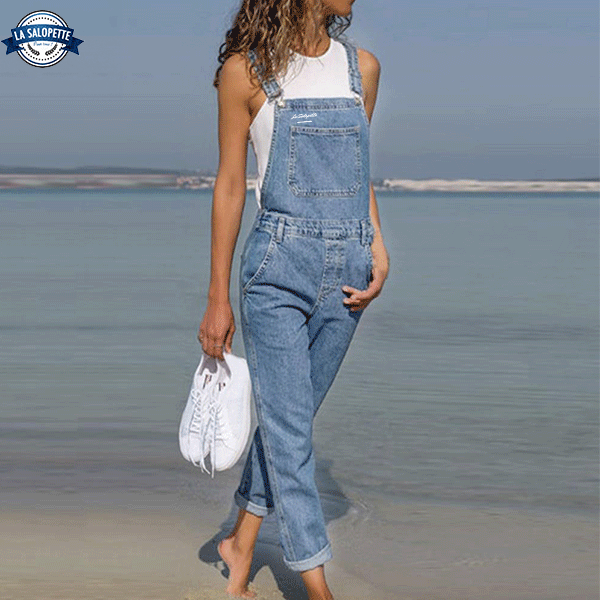 Klassische Marine Jeans-Latzhose