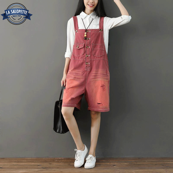 Salopette Short<br> Rouge Nédong