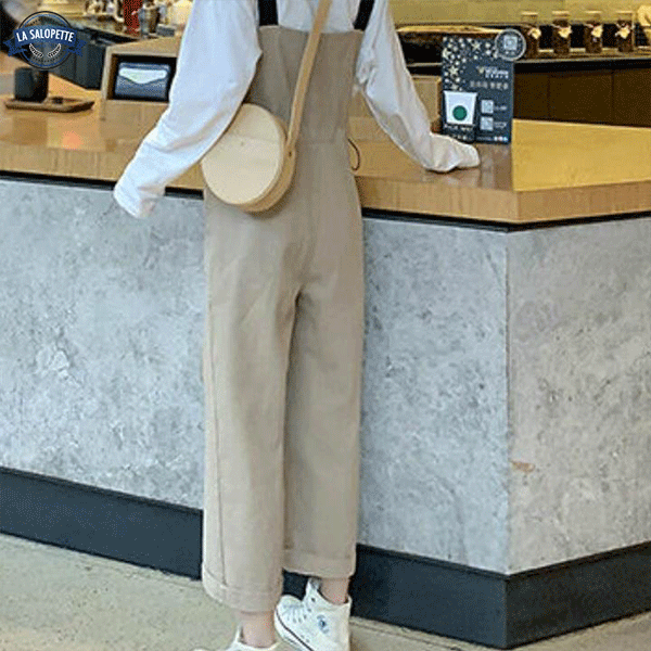 Vintage-Latzhose mit Trägern Khaki Ukiyo