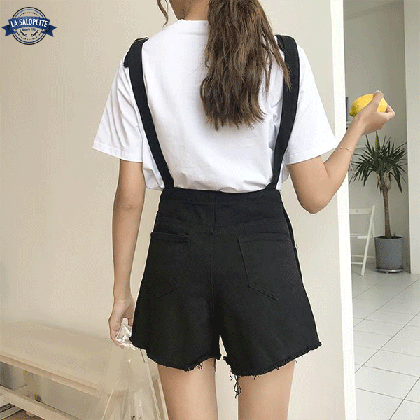 Stylische Damen Kurze Latzhose Glatt
