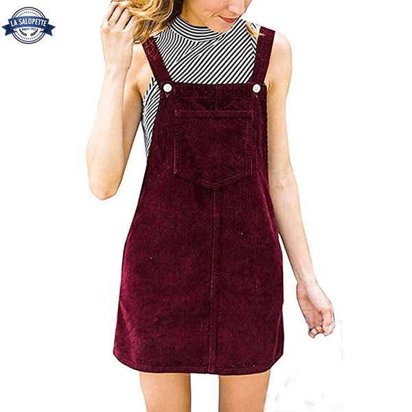Robe Salopette<br> Carmin en Velours
