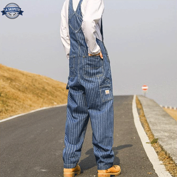 Salopette di Jeans Impermeabile Uomo a Righe