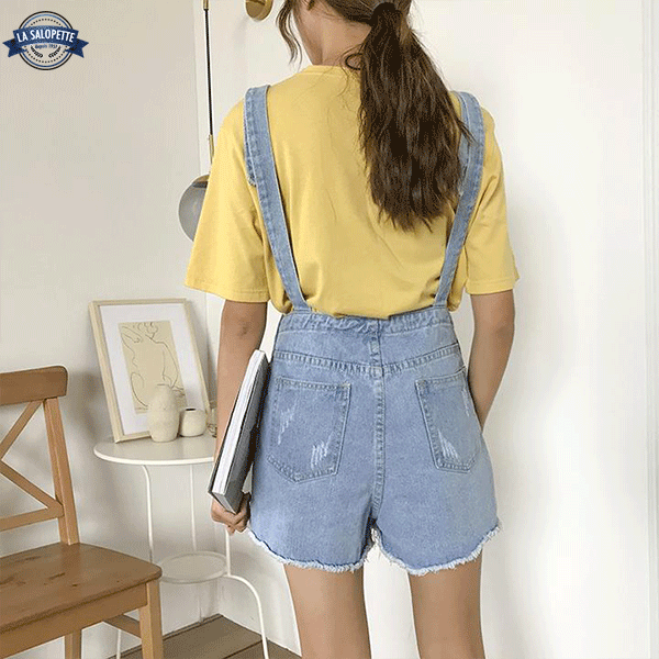 Salopette Short<br> Bleue Claire Femme