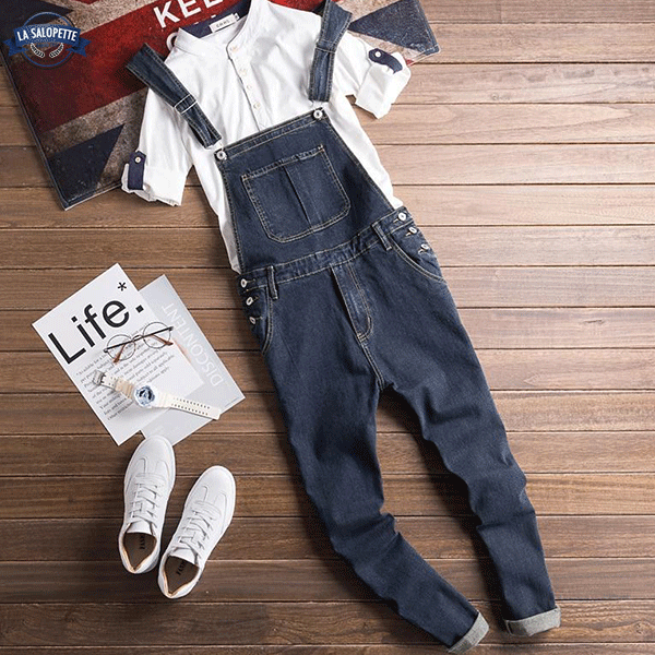 Salopette di Jeans Blu Scuro Farmer
