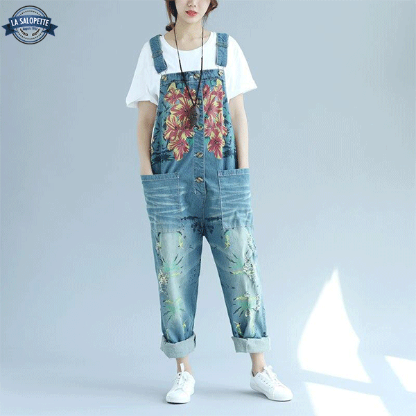 Salopette Denim Fleuri