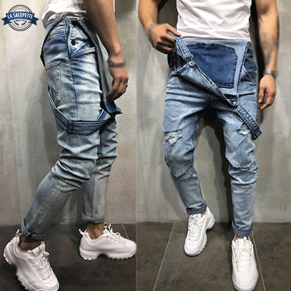 Latzhose Jeans Blau Mann Grizzy