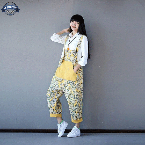 Vintage-Latzhose für Frauen im japanischen Stil