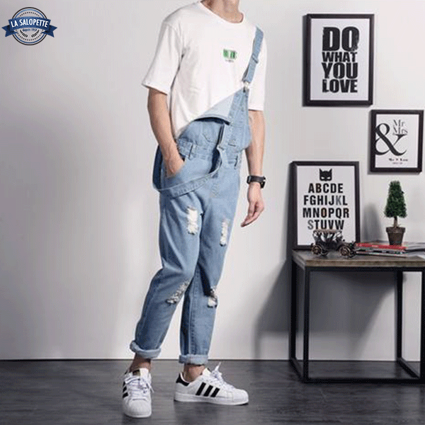 Salopette di Jeans Versa Strappata