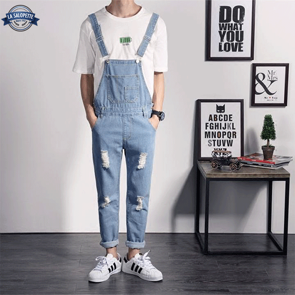Salopette di Jeans Versa Strappata