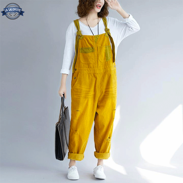 Latzhose aus Jeans Gelb Kanarienvogel Hipster
