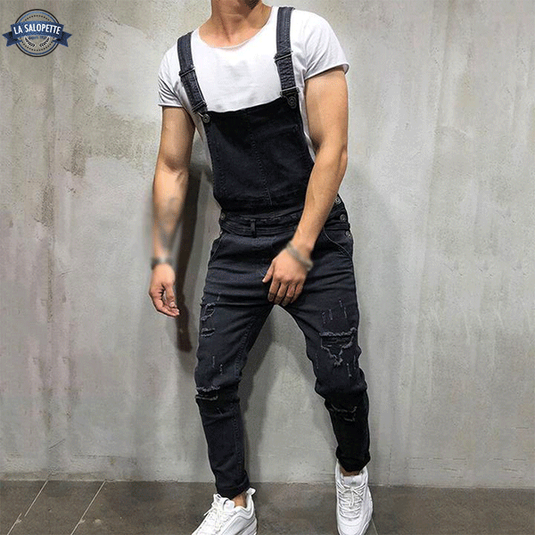 Salopette di Jeans Uomo Grande e Nero