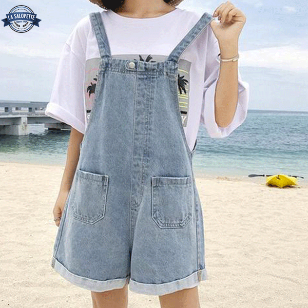 Kurze Latzhose Jeans Damen Bib