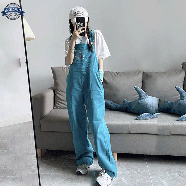 Salopette Vintage<br> Velours Bleu