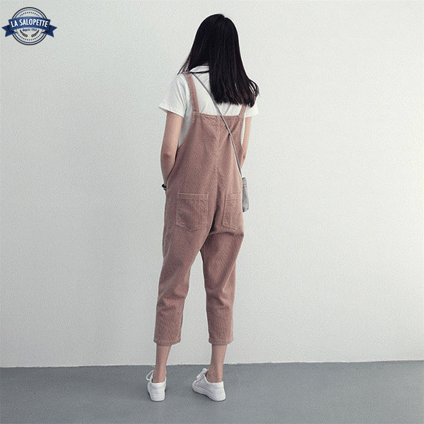 Salopette Vintage<br> Velours Rose Candy
