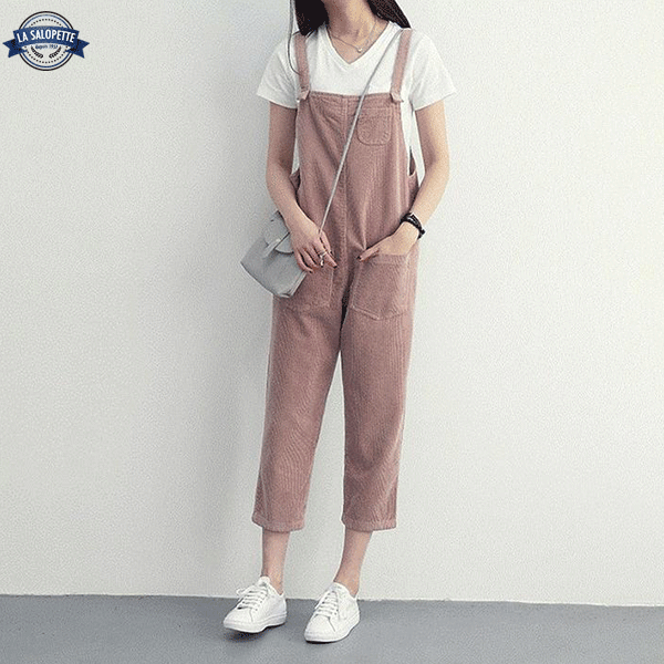 Salopette Vintage<br> Velours Rose Candy