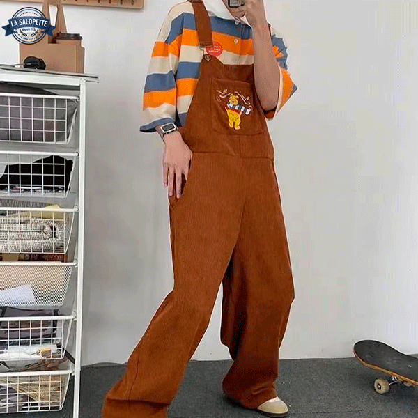 Salopette en Velours<br> Winnie l'Ourson Marron