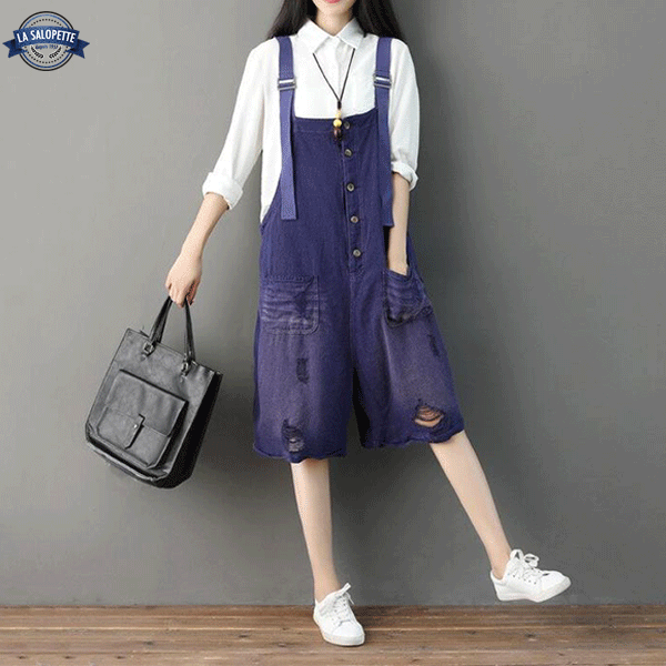 Latzhose aus Jeans Violett Tainan